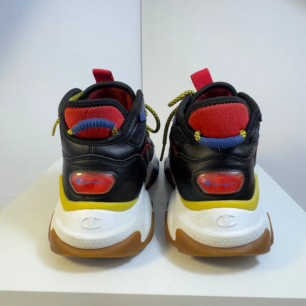 Champion Tank High Top Sneaker Mens 10 Black Multi Color Chunky Streetwear Shoe